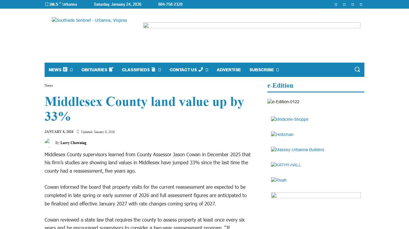 Middlesex County land value up by 33% • SSentinel.com